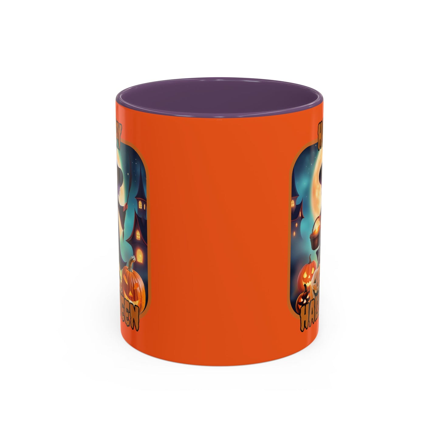 Happy Halloween Little Witch Orange font Orange Accent Mug by CreepyCrafts.boo