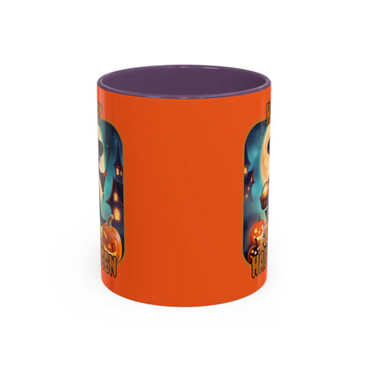Happy Halloween Little Witch Orange font Orange Accent Mug by CreepyCrafts.boo