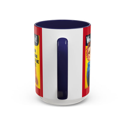 I Am Woman Watch Me Vote Rosie Red Accent Mug by cypherpunkgear.com