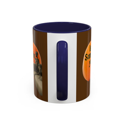 Is It Samhain Yet? Skeleton's Giant Pumpkin Brown Accent Mug by CreepyCrafts.boo