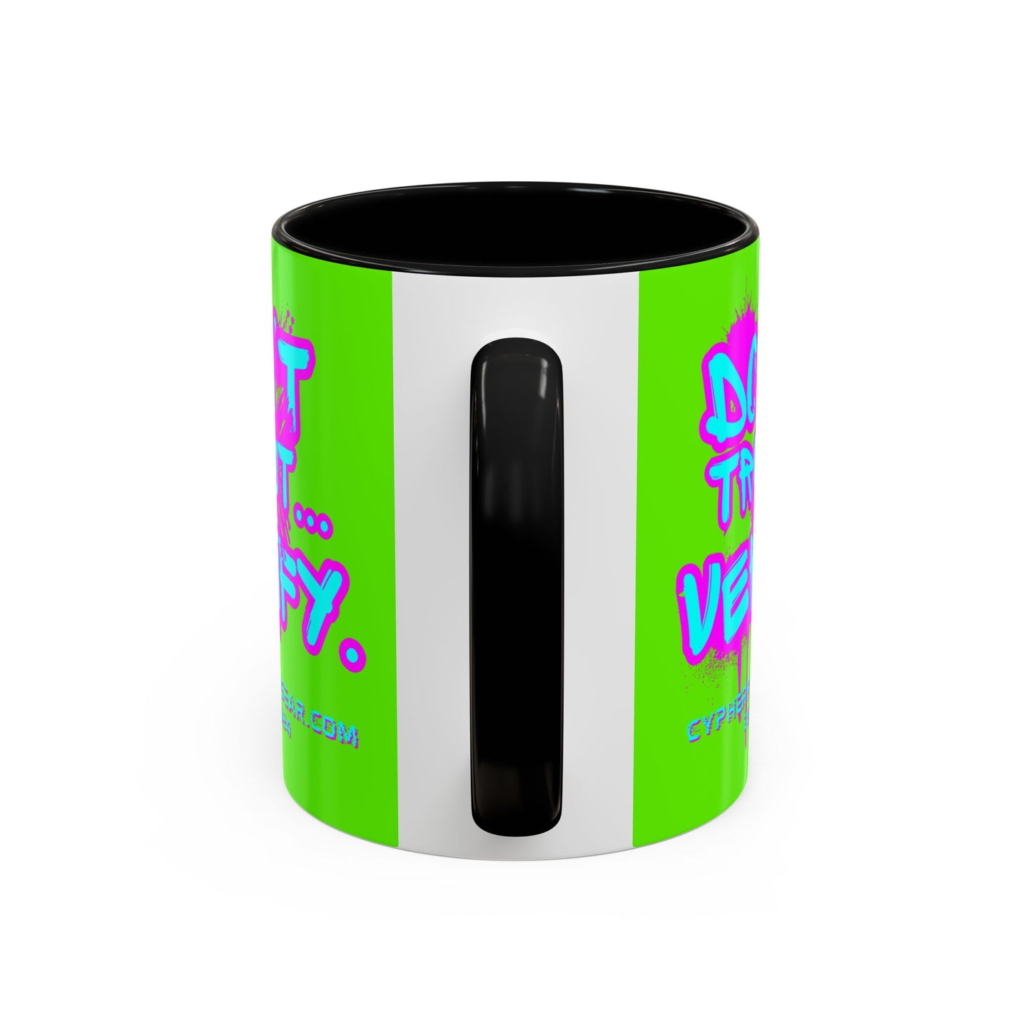 Don't Trust...Verify. Green Accent Mug by cypherpunkgear.com