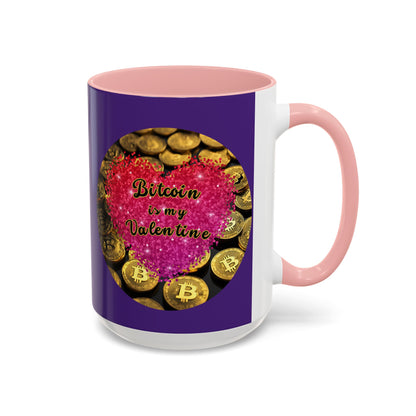 Bitcoin is My Valentine Purple Accent Mug by cypherpunkgear.com