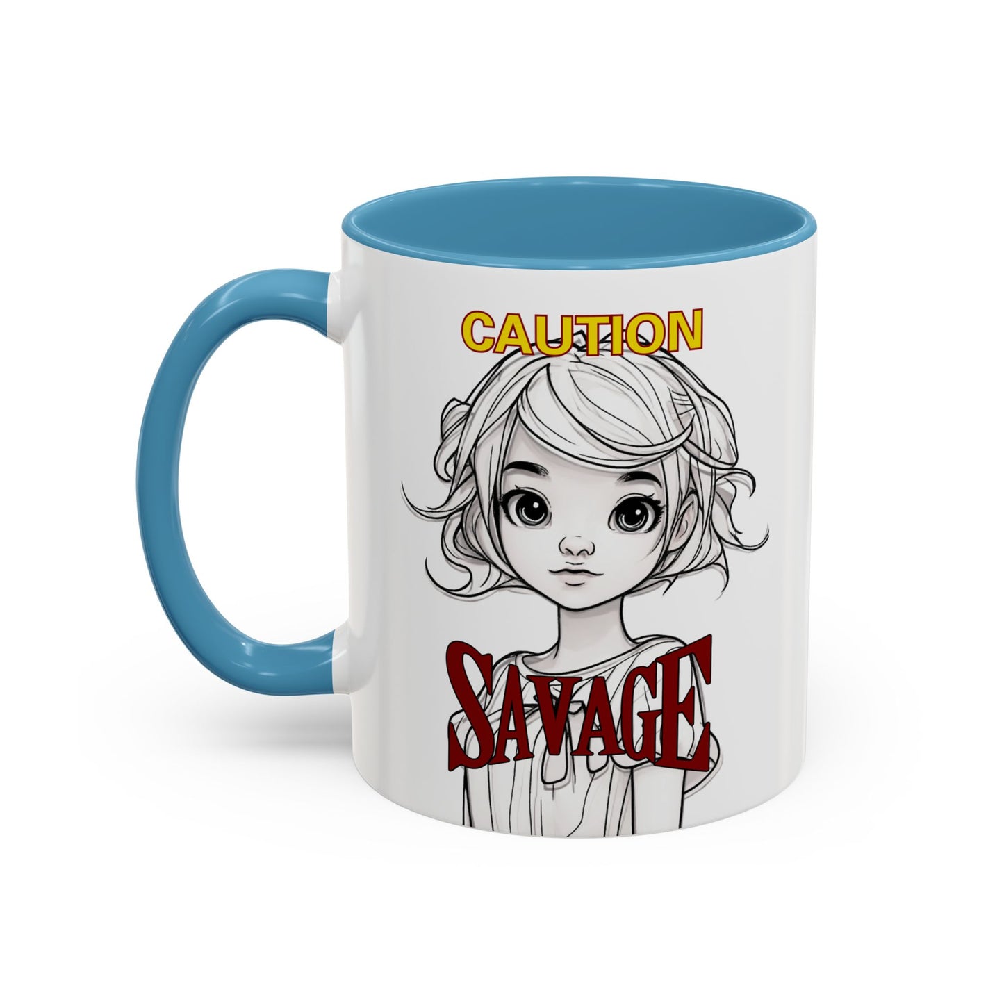 Caution, Savage White Accent Mug by cypherpunkgear.com
