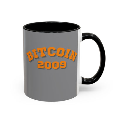 Bitcoin 2009 Grey Accent Mug by cypherpunkgear.com
