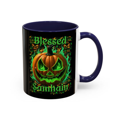 Blessed Samhain Green Jack Black Accent Mug by CreepyCrafts.boo