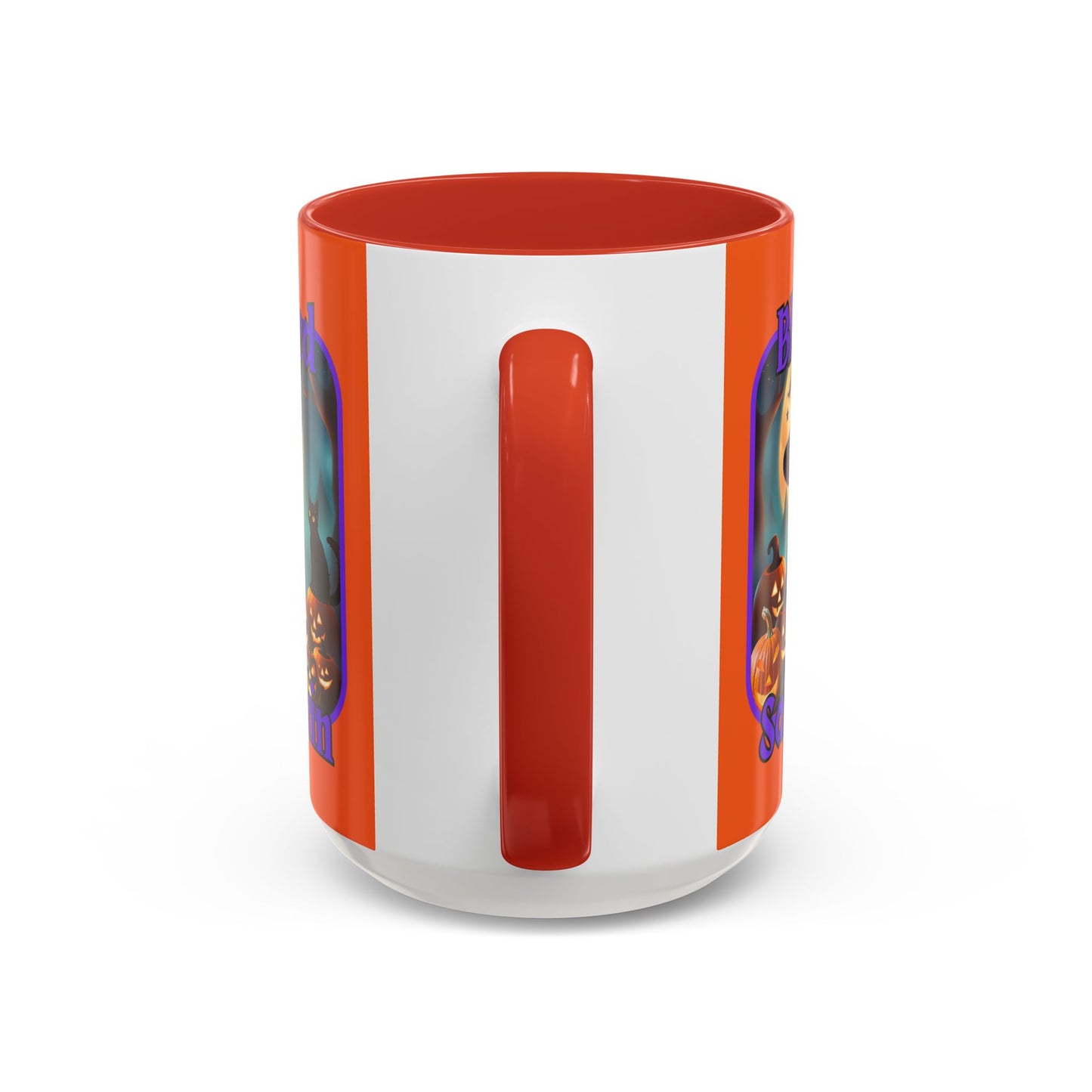 Blessed Samhain Cute Witch Purple font Orange Accent Mug by CreepyCrafts.boo