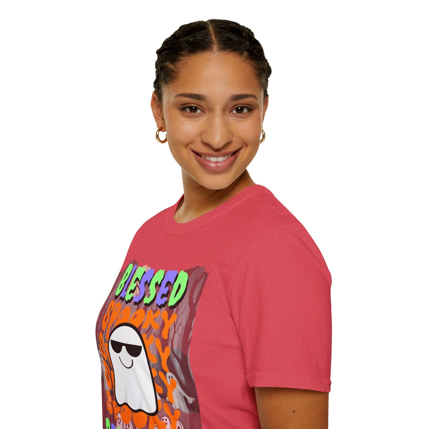 Spooky Blessed Samhain Ghost Mixed font Unisex T-Shirt by CreepyCrafts.boo