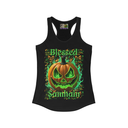 Blessed Samhain Green Jack Women's Racerback Tank Top by CreepyCrafts.boo