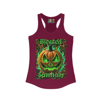 Blessed Samhain Green Jack Women's Racerback Tank Top by CreepyCrafts.boo
