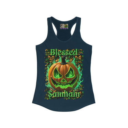 Blessed Samhain Green Jack Women's Racerback Tank Top by CreepyCrafts.boo