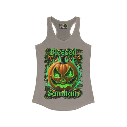 Blessed Samhain Green Jack Women's Racerback Tank Top by CreepyCrafts.boo