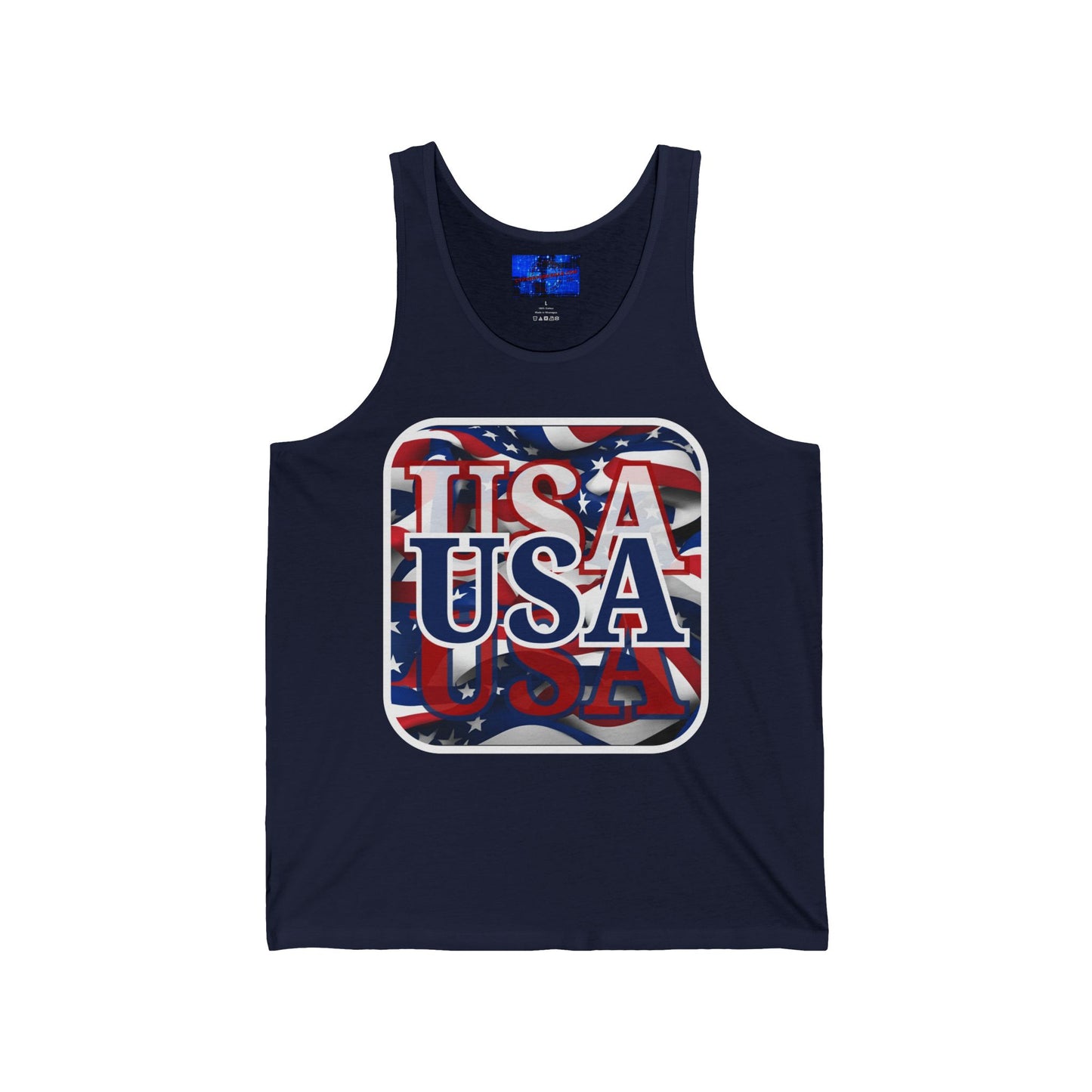 Red White and BLUE USA Patriot Unisex Jersey Tank Top by cypherpunkgear