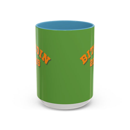 Bitcoin 2009 Green Accent Mug by cypherpunkgear.com
