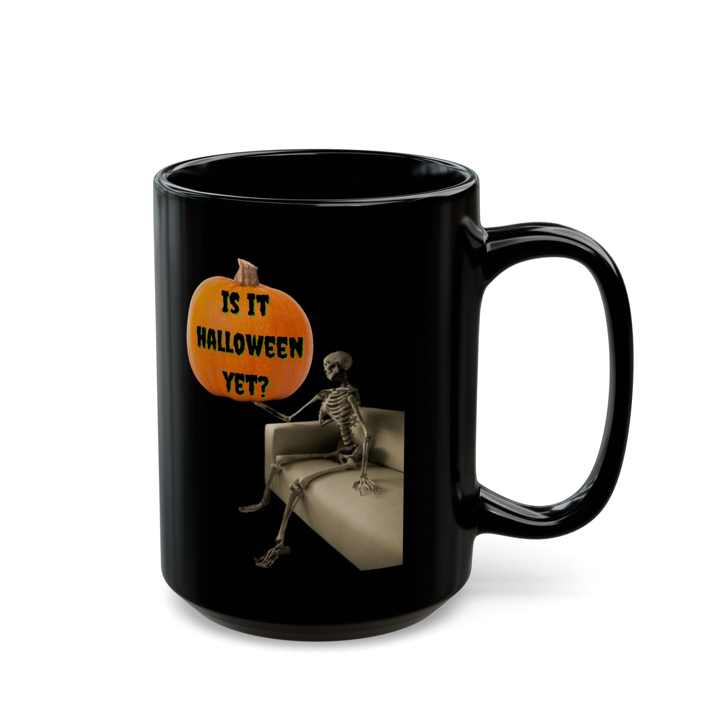 Waiting for Halloween Skeleton Black Mug by cypherpunkgear