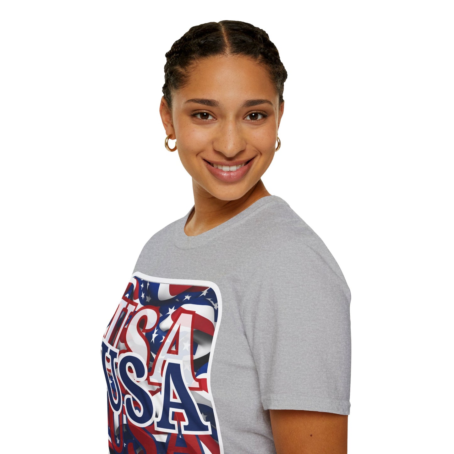 ¡EE.UU! ¡EE.UU! ¡EE.UU! ¡Patriota por cypherpunkgear! Camiseta unisex de estilo suave