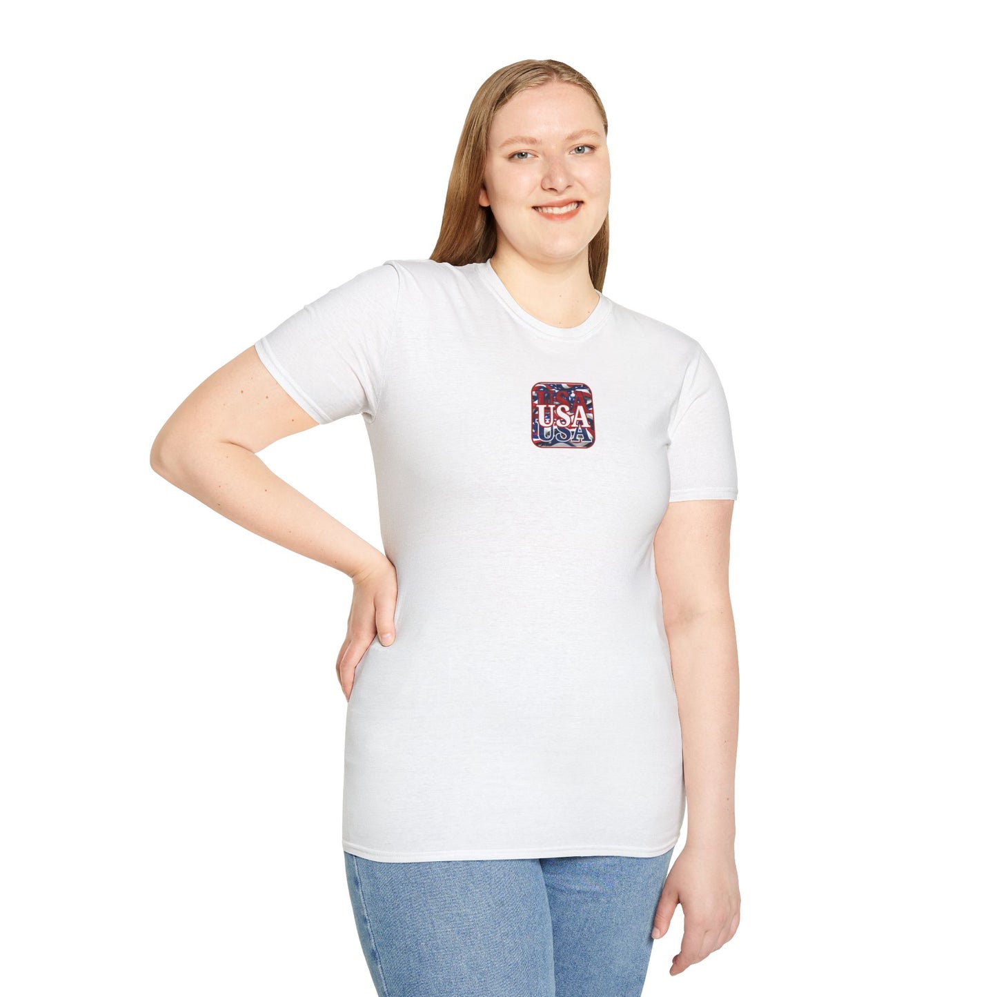 2-sided Red WHITE and Blue USA Patriot Light colors Unisex T-Shirt by cypherpunkgear.com