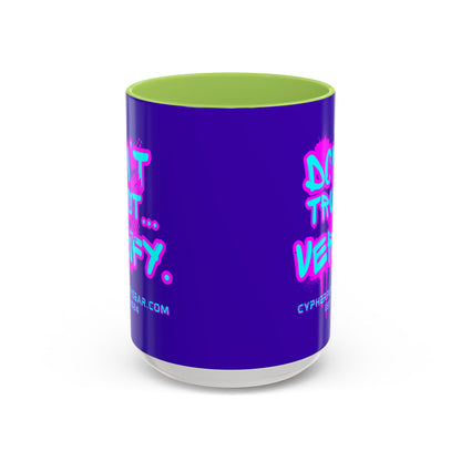 Don't Trust...Verify. Dark Purple Accent Mug by cypherpunkgear.com