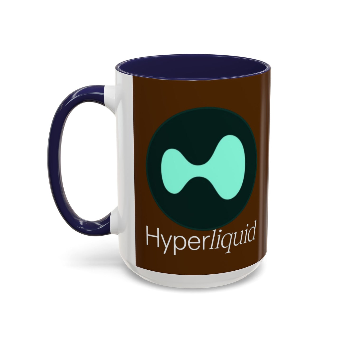 Hyperliquid White font Brown Accent Mug by cypherpunkgear.com