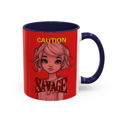 Caution, Savage Red Accent Mug by cypherpunkgear.com