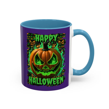 Happy Halloween Green Jack Purple Accent Mug by CreepyCrafts.boo