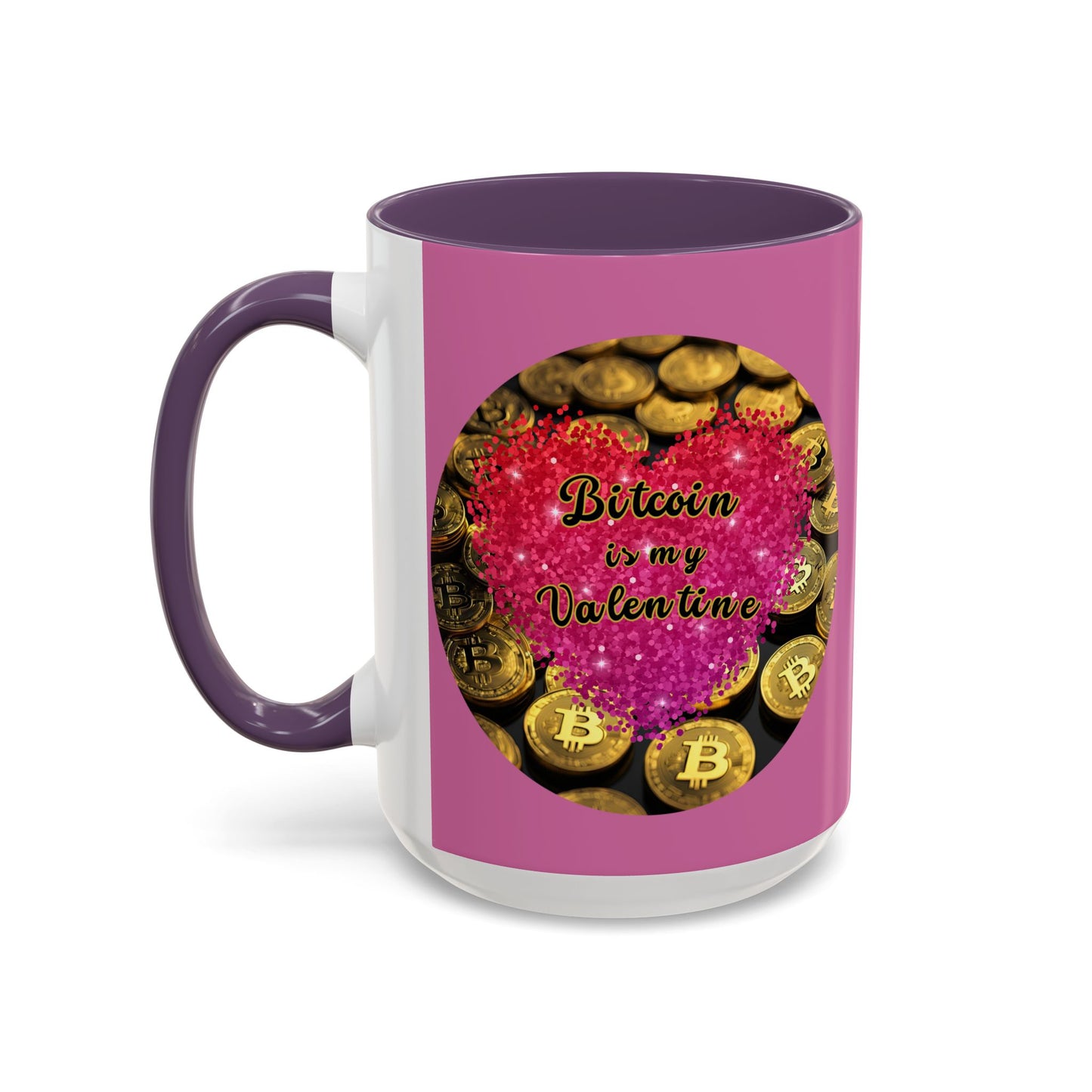 Bitcoin is My Valentine Pink Accent Mug by cypherpunkgear.com
