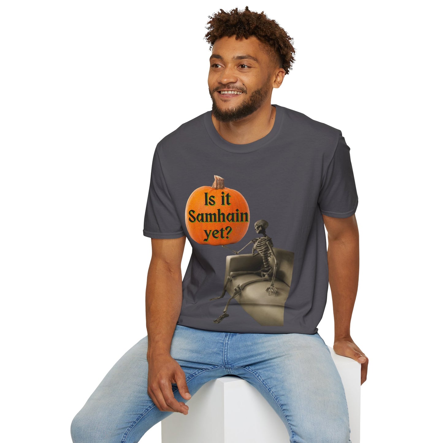 Is it Samhain yet? Skeleton's Pumpkin Dark colors Unisex T-Shirt by CreepyCrafts.boo