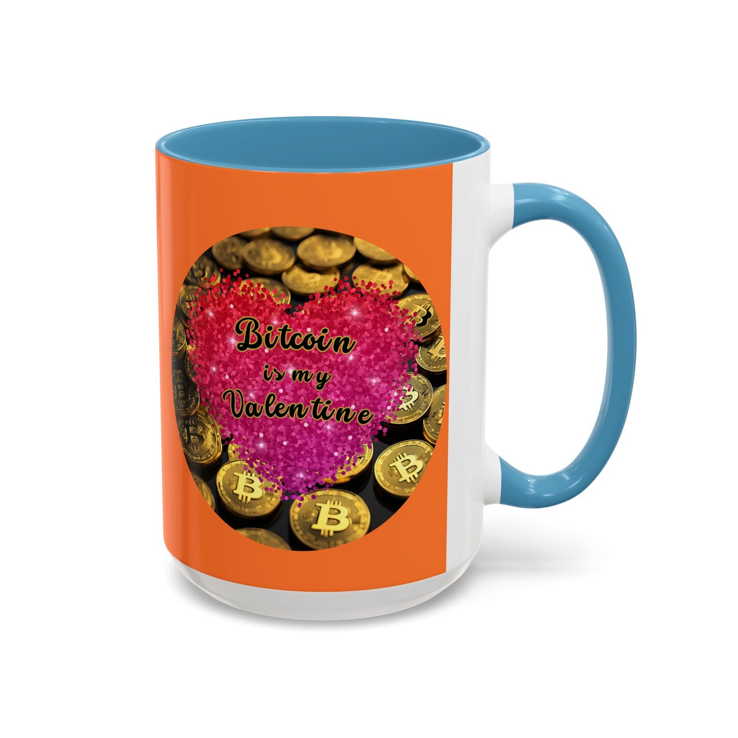 Bitcoin is My Valentine Orange Accent Mug by cypherpunkgear.com