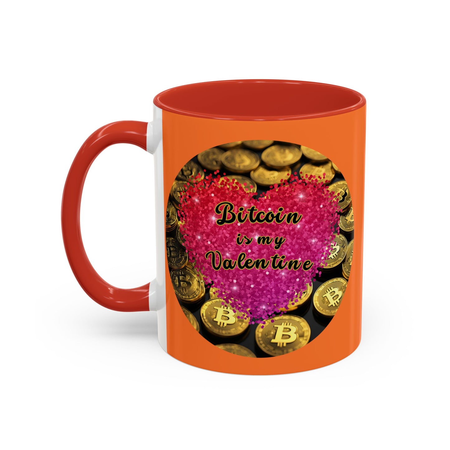 Bitcoin is My Valentine Orange Accent Mug by cypherpunkgear.com