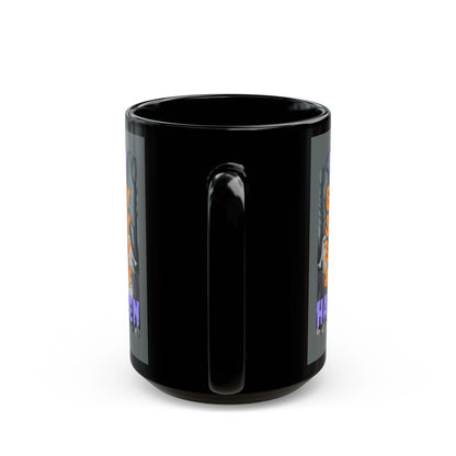 Spooky Happy Halloween Ghost Purple font Grey Mug by CreepyCrafts.boo