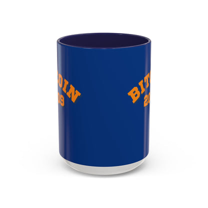 Bitcoin 2009 Dark Blue Accent Mug by cypherpunkgear.com