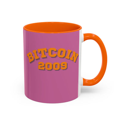 Bitcoin 2009 Pink Accent Mug by cypherpunkgear.com