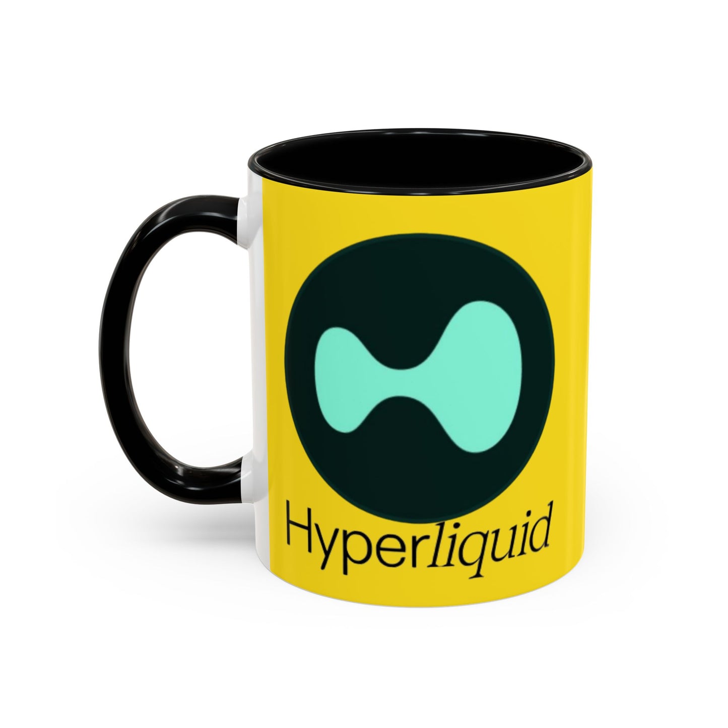 Hyperliquid Black font Yellow Accent Mug by cypherpunkgear.com