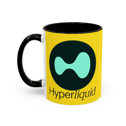 Hyperliquid Black font Yellow Accent Mug by cypherpunkgear.com