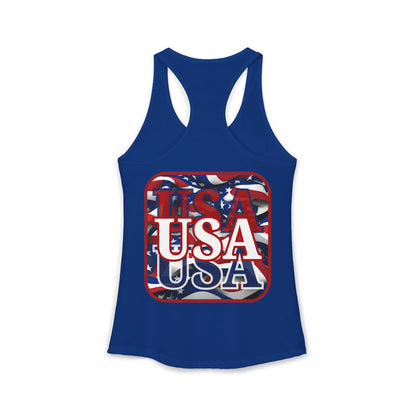 ¡EE.UU! ¡EE.UU! ¡EE.UU! ¡Patriot de 2 caras de cypherpunkgear! Camiseta sin mangas ideal con espalda cruzada para mujer