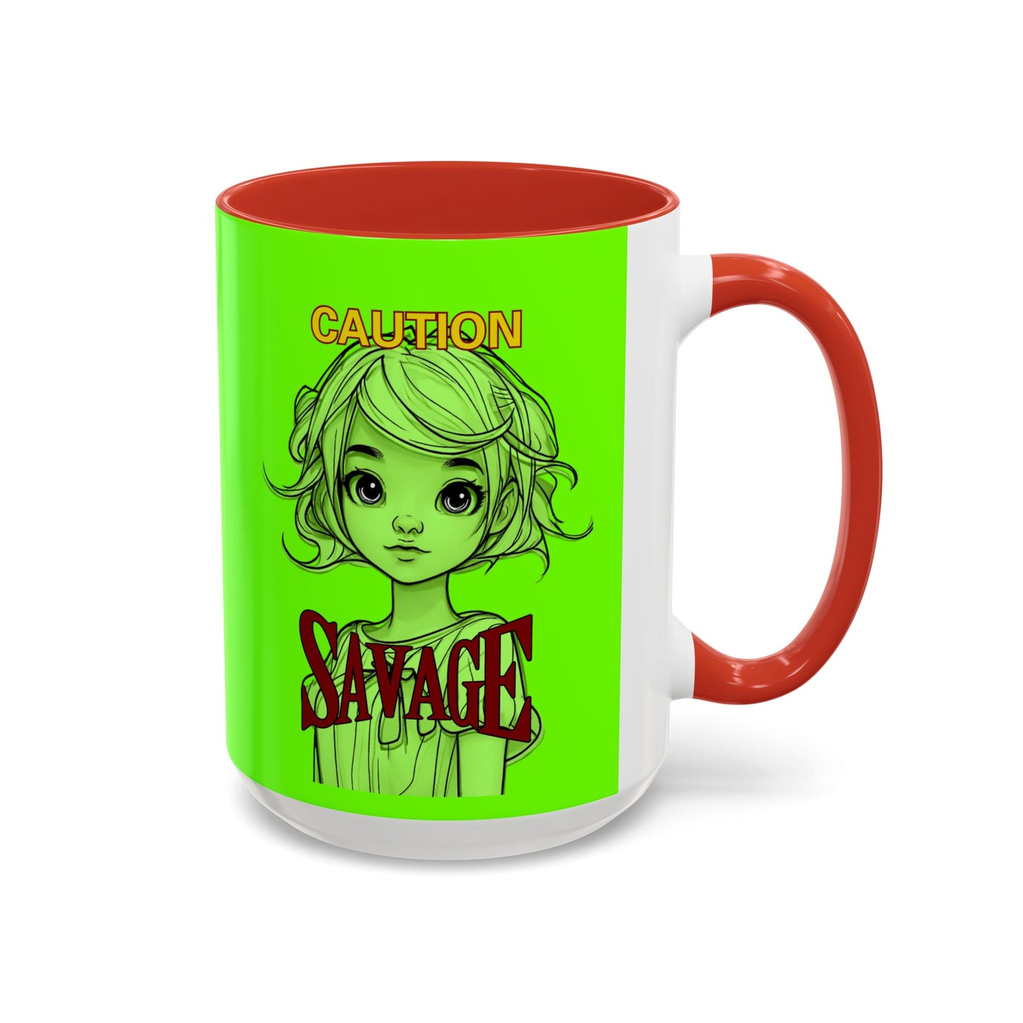 Caution, Savage Light Green Accent Mug by cypherpunkgear.com