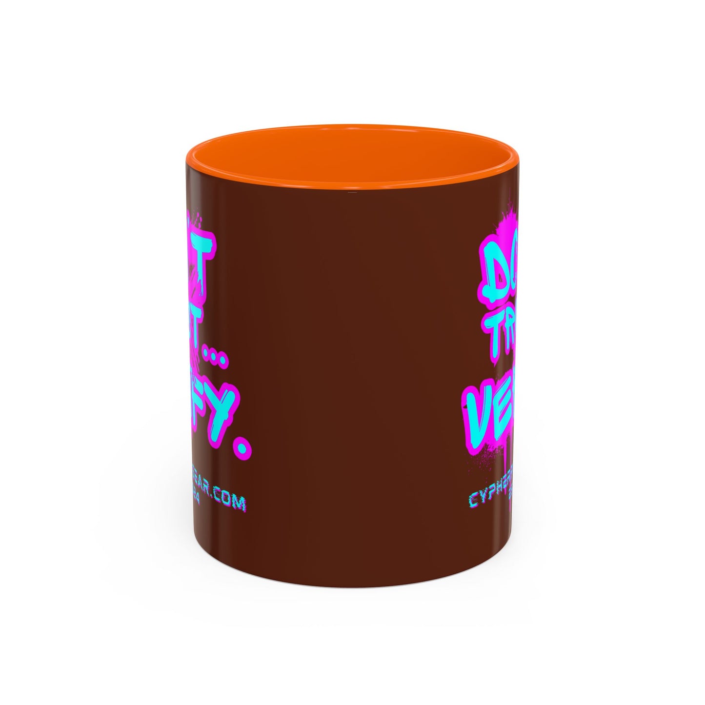 Don't Trust...Verify. Brown Accent Mug by cypherpunkgear.com