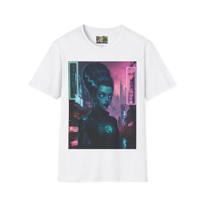 Neon Bride of Frankenstein Light colors Unisex T-Shirt by CreepyCrafts.boo