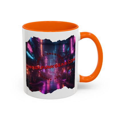 2-sided, cypherpunkgear.com Logo & Cityscape Accent Mug by cypherpunkgear.com