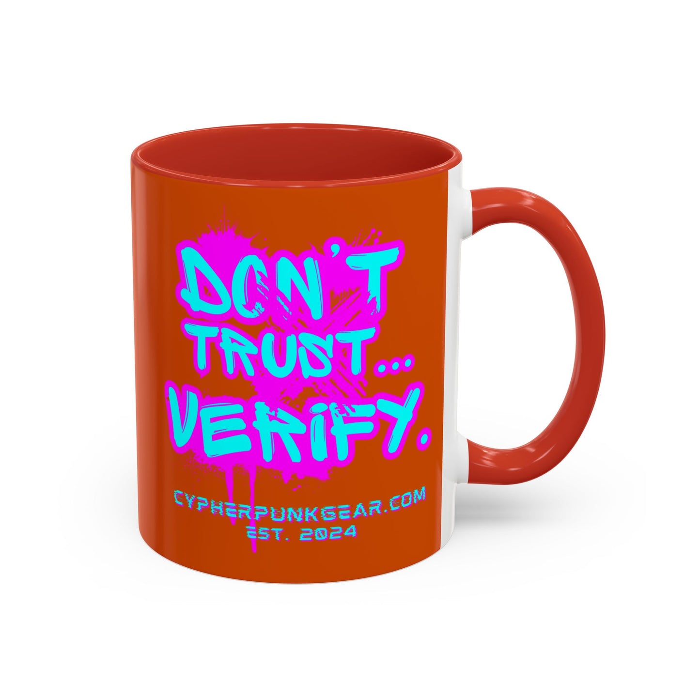 Don't Trust...Verify. Orange Accent Mug by cypherpunkgear.com