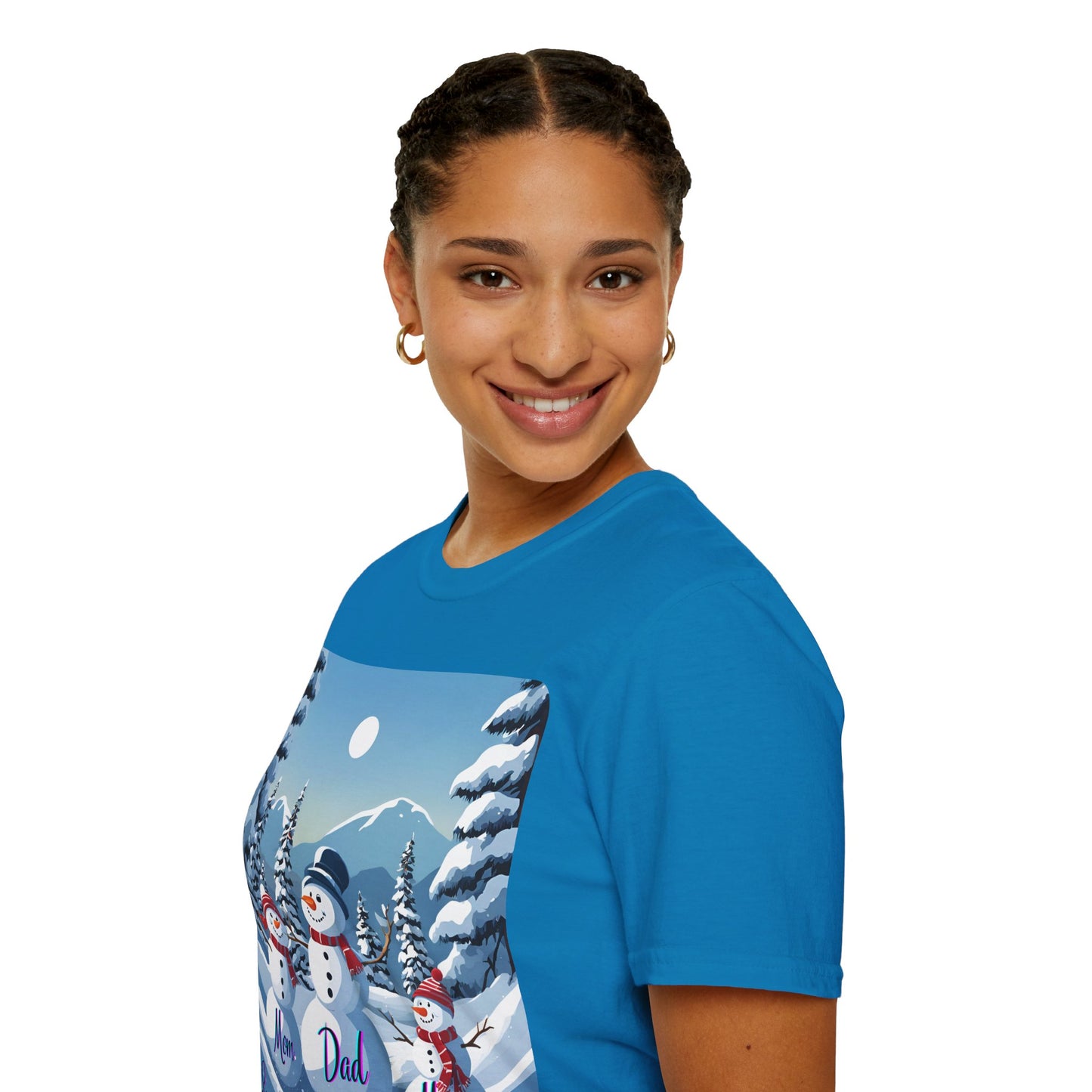 Snowman Family of 3 Dark colors Unisex T-Shirt by cypherpunkgear.com