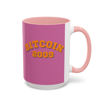 Bitcoin 2009 Pink Accent Mug by cypherpunkgear.com