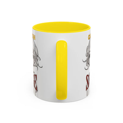 Caution, Savage White Accent Mug by cypherpunkgear.com