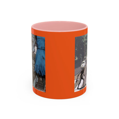 2-sided, Scabby Road Orange Accent Mug by CreepyCrafts.boo