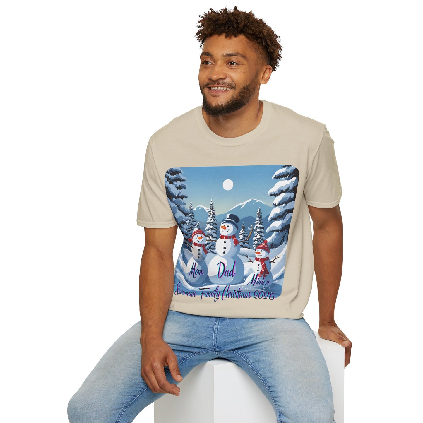 Snowman Family of 3 Light colors Unisex T-Shirt by cypherpunkgear.com