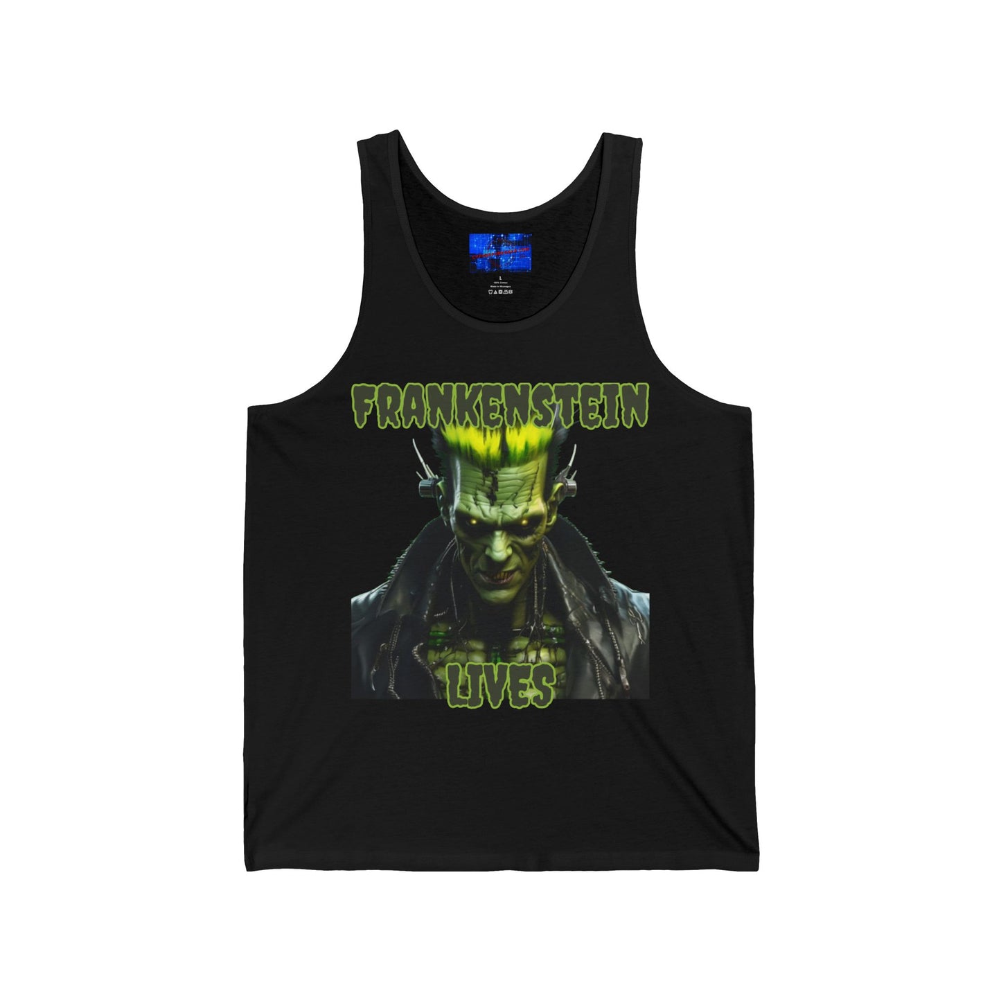 Frankenstein Lives Unisex Jersey Tank Top by cypherpunkgear