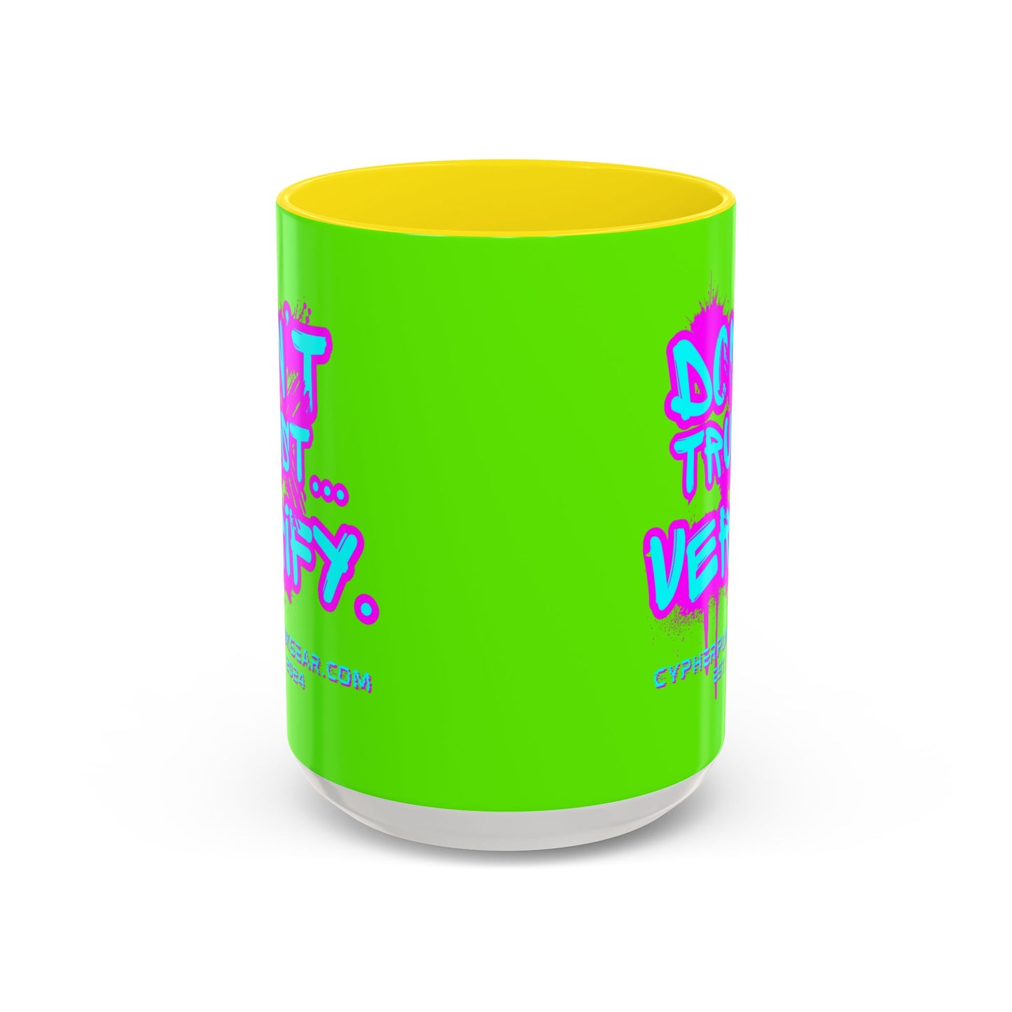 Don't Trust...Verify. Green Accent Mug by cypherpunkgear.com