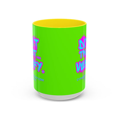 Don't Trust...Verify. Green Accent Mug by cypherpunkgear.com