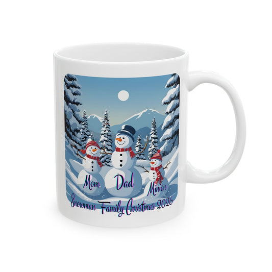 Snowman Family of 3 White Mug by cypherpunkgear.com