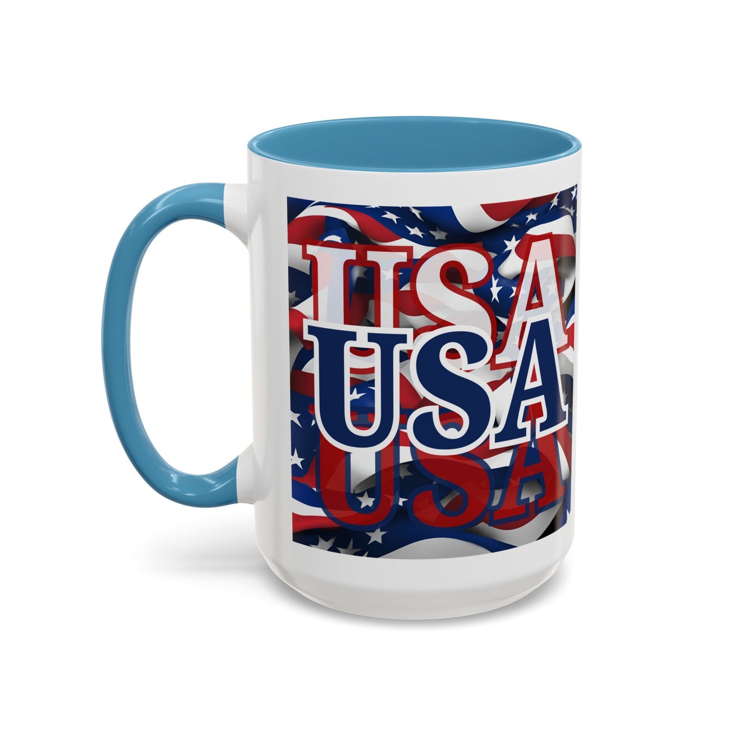 USA Blue font Center Patriot Accent Mug by cypherpunkgear.com