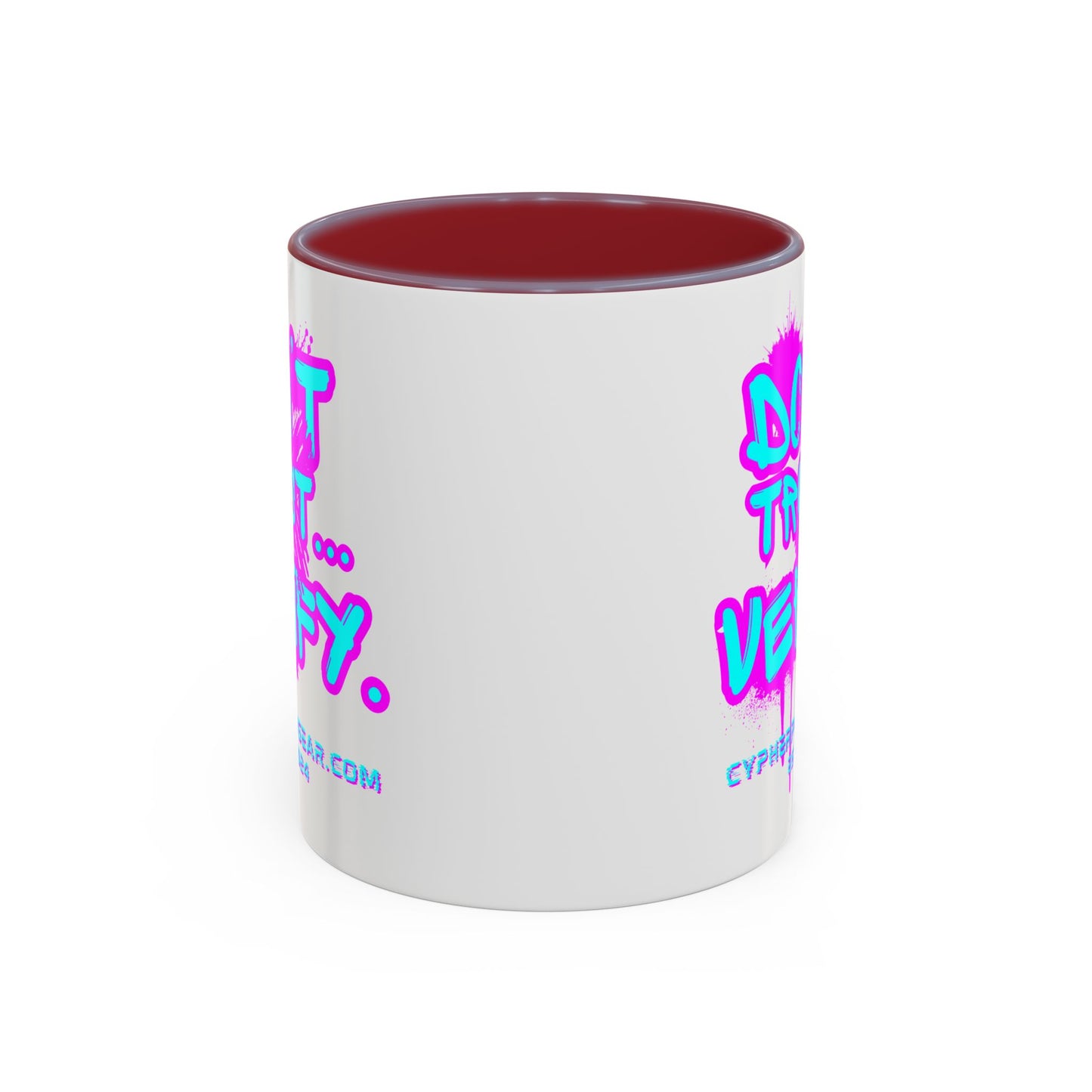 Don't Trust...Verify. White Accent Mug by cypherpunkgear.com